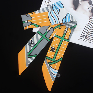 ผ้าพันคอฤดูใบไม้ร่วงฤดูหนาวสำหรับผู้หญิงผ้าคลุมไหล่หัวม้าแบบวินเทจสีบล็อกยาวกระเป๋าผ้าคาดผมริบบิ้นโพลีเอสเตอร์ใหม่ - Product Image 3