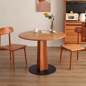 Solid Wood <b>Round</b> Dining <b>Table</b> 95cm110cm120cm Stable Modern Minimalist Design For <b>Small</b> Homes Living Room - Product Image 3