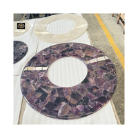La résine époxyde en pierre naturelle a poli la table ronde en cristal pourpre d'améthyste de quartz pour la table à manger latérale