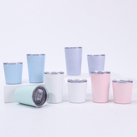 Tasses à café réutilisables en acier inoxydable à double paroi de 8 oz et 12 oz avec couvercle, gobelet isotherme de voyage recyclable avec revêtement en céramique