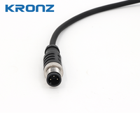 Connecteur d'aviation mâle KRONZ M12 à 3 broches avec câble blindé pré-assemblé de 10 m, droit, noir, assemblage PVC pour câblage industriel