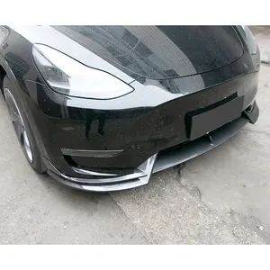 Spoiler bibir depan mobil serat karbon, suku cadang otomotif untuk Tesla Model Y