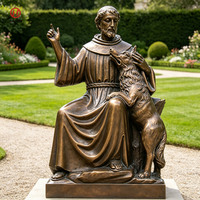 Statue de Saint Marc en bronze avec lion et oiseau tenant la Bible, sculpture religieuse pour la décoration de jardin d'église