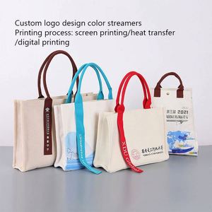Custom High-End Business <b>Canvas</b> <b>Tote</b> Bag with Cotton Handle Single Shoulder Order Featuring Three-Dimensional Logo Pattern - Product Image 6