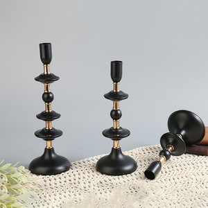 3Pcs American Vintage Black Gold Iron Eco-Friendly Handmade Metal Candlesticks Candle Holder for <strong>Dining</strong> Christmas Wedding Decor - Product Image 3