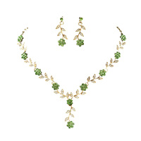 Set Perhiasan Pengantin Berbentuk V dengan Daun Bunga dan Rhinestone, Kalung dan Anting yang Dapat Disesuaikan untuk Acara Prom dan Formal.