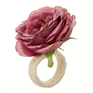 Decorative Artificial Rose Rings Dining Paper Napkin Holders Ring Clips for Hotel <b>Table</b> Arrangement - Product Image 1