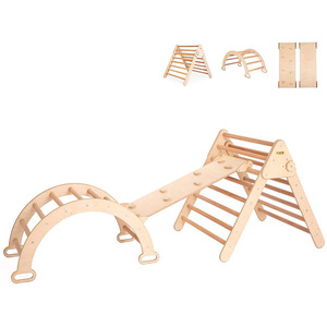 Wooden Climbing <b>Frame</b> For Toddlers Indoor <b>Play</b> Structure Natural Wood Color Geometric Shape Unisex Toy - Product Image 2