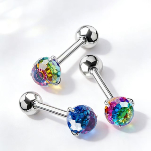 Bijoux en alliage de titane F136, boule de danse à dégradé, bijoux de piercing corporel, boucles d'oreilles et clous de langue en stock - Product Image 3