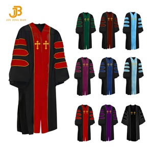 Robe de graduation personnalisée, vente en gros pour les écoles, polyester mat, broderie dorée, croix, robes de clergé, uniforme d'église, sacerdoce, chœur - Product Image 3