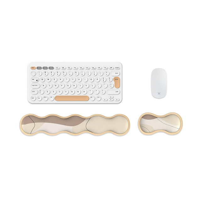 Ergonomic Memory Foam Gel Keyboard Wrist Rest Wooden Base Anti-Slip Mouse Pad Set Stock CE Certified Easy Typing Pain Relief