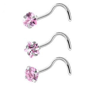 Juego de 3 Piezas de Piercings de <span class=keywords><strong>Nariz</strong></span> de Acero Inoxidable con Zirconia, Diseño de Estrella en Ángulo Recto, Unisex, para Bodas - Product Image 6