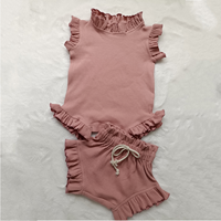 Vente en gros Combinaison coton biologique personnalisée pour bébé fille Barboteuses à volants Shorts Pyjamas pour nouveau-né fille Vêtements pour bébé