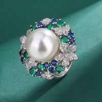 Parure de bijoux vintage vertes en laiton plaqué rhodium avec perles simulées, collier, boucles d'oreilles et bague, tendance pour femme, idéale pour mariage, fiançailles et soirées