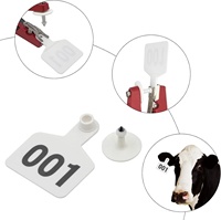 Etiquetas de oreja de plástico blanco de nueva condición para animales de ganado vacas cabras ovejas con números 001-100