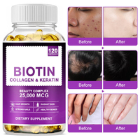 Capsules de biotine et de collagène personnalisées en marque privée, 120 pièces, complément alimentaire pour la croissance des cheveux et des ongles, capsules de biotine et de collagène
