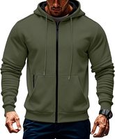 Sweat-shirt à capuche zippé décontracté pour homme, personnalisable avec logo, manches longues, fermeture éclair intégrale, poche kangourou, en tissu