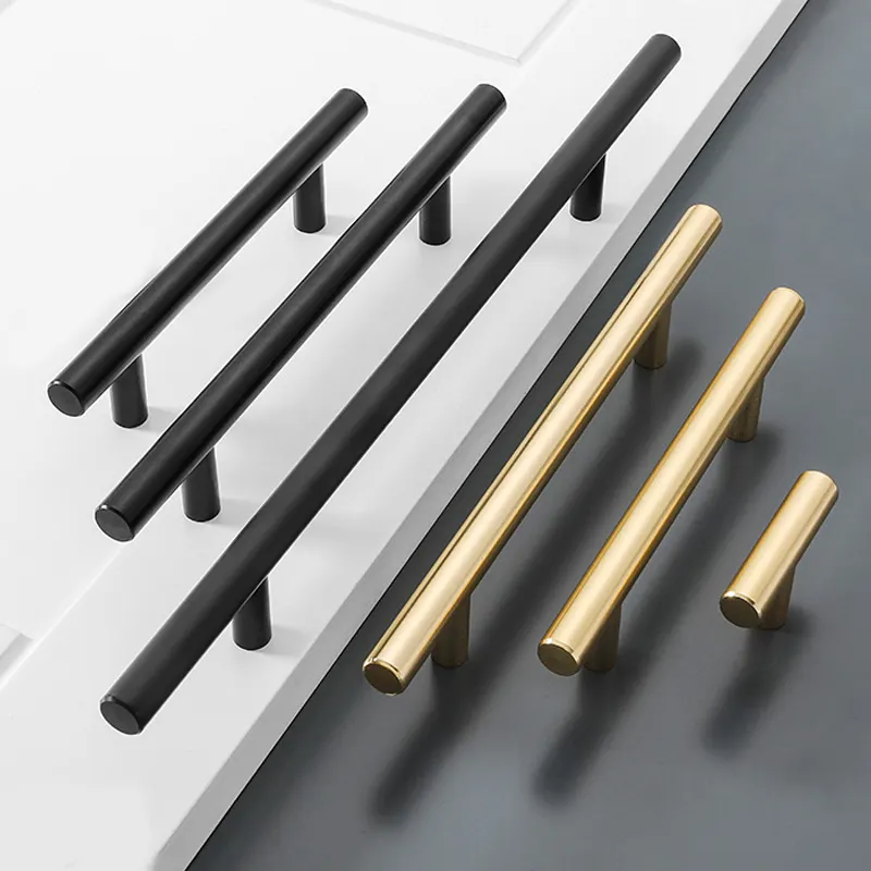 Professional Modern Stainless Steel Matte Black Drawer Pulls Bar Pulls Furniture Handle T bar Cabinet Handle