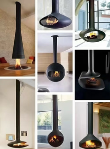 Poêle à <span class=keywords><strong>bois</strong></span> <span class=keywords><strong>suspendu</strong></span>, foyer moderne à feu réel pour hôtel, villa, appartement, salon, chauffage puissant de 50 m³, haute performance - Product Image 4