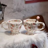 Tasse à café personnalisée en céramique, légère, avec nœud mignon et tendance, avec ruban rose, nouveauté, tasse à thé, cadeaux pour couple