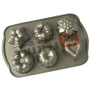 Poêle à pâtisserie antiadhésive en aluminium 182016, 6 tasses, pour Muffin, petits gâteaux avec différents motifs