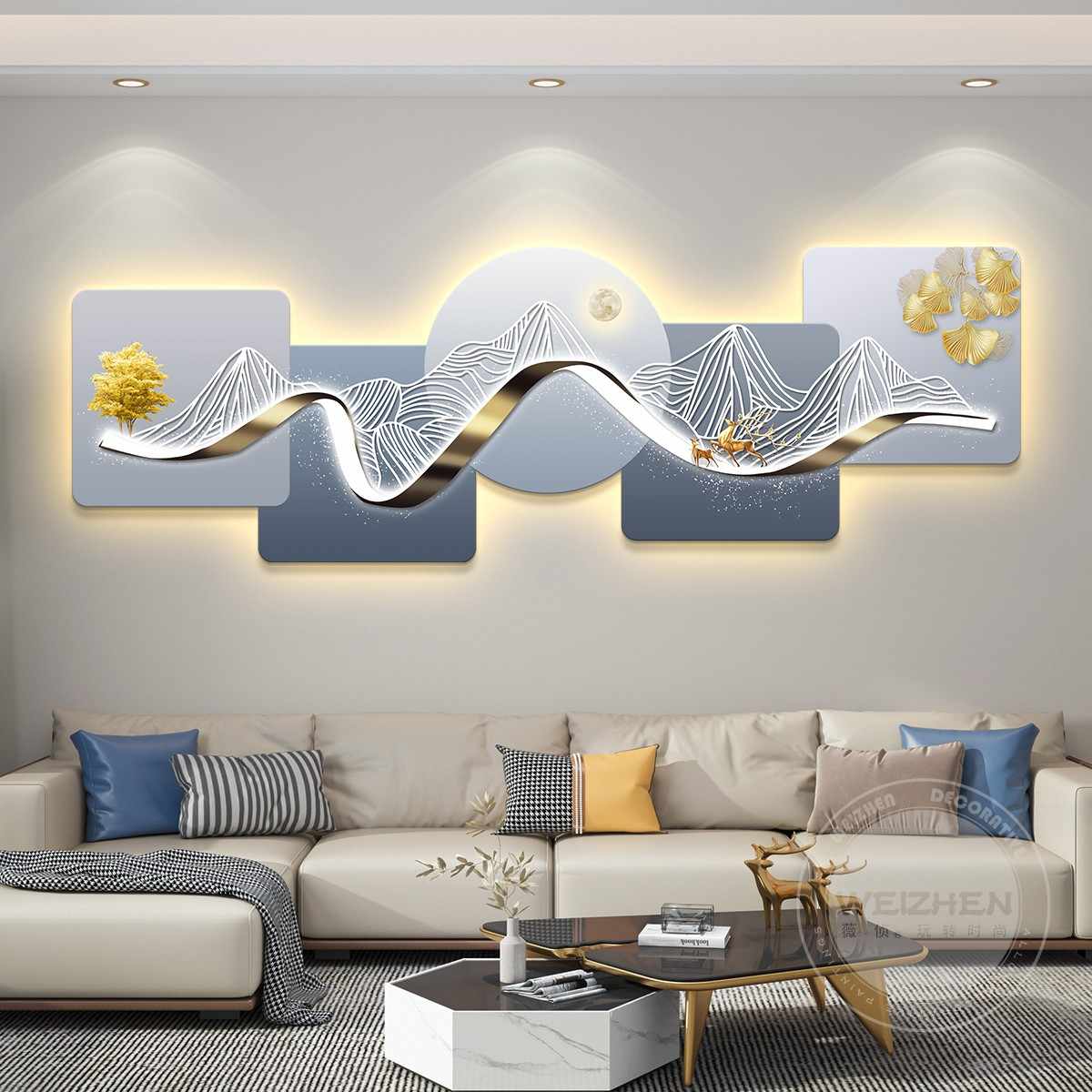 Home living room wall decoration hanging painting modern simple pattern modeling still life painting with led light