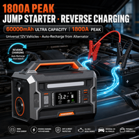 Pengisi Daya Baterai Mobil Portabel 8-in-1, Pompa Angin, Jump Starter, Power Bank, Pengisi Ban, 60000mAh, Arus Puncak 1800A, Penyedot Debu