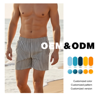 Celana Pendek Pantai Pria Model Kaki Lebar Mewah, Motif Cetak Digital, Bahan Katun French Terry Acid Wash, Bernapas, Cepat Kering 140g, Pinggang Elastis, Grosir