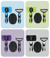 Ensemble de 3 brosses modernes en plastique pour enlever les poils de chien, avec design démêlant, brosse de massage écologique, pour le bain