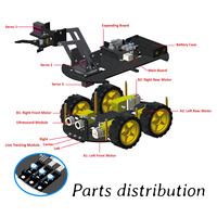 LAFVIN-Robot mecánico 4WD para arduino, Kit de coche, brazo programable, juguetes/compatible con Android, robots de juguete