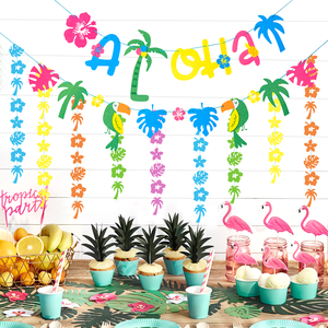 Insegne di <span class=keywords><strong>Aloha</strong></span> <span class=keywords><strong>Party</strong></span> hawaiane ghirlanda di foglie di palma per Luau <span class=keywords><strong>Party</strong></span> forniture a tema tropicale decorazioni per feste in piscina estive sulla spiaggia - Product Image 1