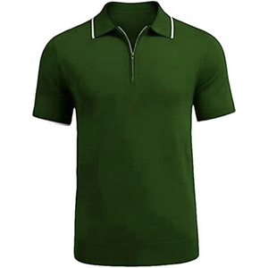 Polo en tricot à manches courtes pour homme, couleur unie, avec fermeture éclair, style décontracté, évacuation de l'humidité, fabrication OEM, taille plus - Product Image 2
