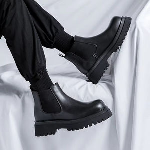 Scarpe <span class=keywords><strong>da</strong></span> <span class=keywords><strong>Uomo</strong></span> con Plateau Alto, Stivaletti Casual <span class=keywords><strong>Chelsea</strong></span> con Rialzo, Stivali Invernali <span class=keywords><strong>da</strong></span> <span class=keywords><strong>Uomo</strong></span>, Scarpe Eleganti - Product Image 2