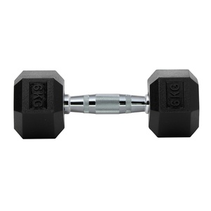 Manubrio con Peso Fisso da 6kg con Estremità Nere per Sport, Rivestito in Gomma con Nucleo in Ferro Esagonale Anti-Rotolamento - Product Image 2