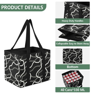 Hawaiian Pikake <b>Lei</b> Design Solid Foldable Storage Bins Reusable Grocery Bag Custom Large Shopping Box Tote with Two Handle - Product Image 4