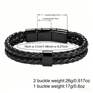<b>Leather</b> Woven Stainless Steel <b>Bracelet</b> Black Braided Men Women Fashion Jewelry Party Geometric Design D2739 1D2758 1 - Product Image 4