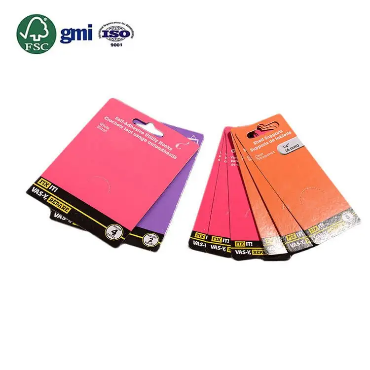 Cartão de cabeçalho para produtos eletrônicos de brinquedo cosmético, folha de papel para embalagem com buraco deslizante GMI FSC personalizado