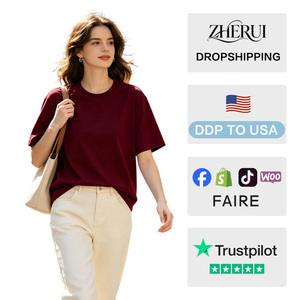 T-shirt décontracté pour femme en coton 200 g/m² à col rond, coupe ample, manches courtes, 100 % coton jersey, couleur unie, idéal pour l'été - Product Image 2