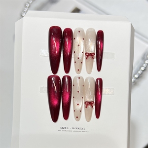 <span class=keywords><strong>Uñas</strong></span> Postizas Acrílicas Elegantes y <span class=keywords><strong>de</strong></span> Lujo para Año Nuevo, con Diseño <span class=keywords><strong>de</strong></span> Copo <span class=keywords><strong>de</strong></span> Nieve Rojo y Lazo, Hechas a Mano, <span class=keywords><strong>de</strong></span> Alta Calidad, Venta al Por Mayor - Product Image 2