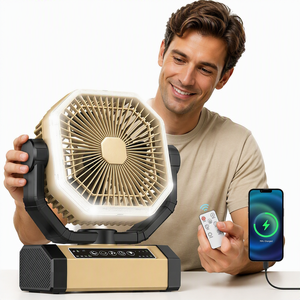 Orteen Camping <b>Fan</b> <b>Rechargeable</b> 9-Inch Battery Powered 24000mAh (60Hrs) Auto Oscillation Cordless Tent <b>Fan</b> Remote/Light 4-Speed - Product Image 6