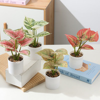 Plante d'intérieur artificielle de haute qualité avec pot vert, écologique, durable, plantes en pot à 6 feuilles pour mariage et Pâques