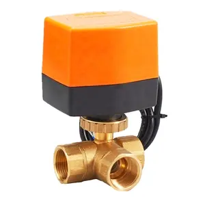 Winvall 220v 3 Way BSP Valve 3 Way Electric Actuator Cool/Heat Mix Water Valves Motorized Floating Brass Ball Valve