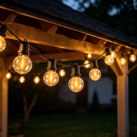 Guirlande lumineuse LED G40, étanche IP54, ampoule à filament vintage pour extérieur, guirlande décorative, intensité variable, 2700K, lumière chaude
