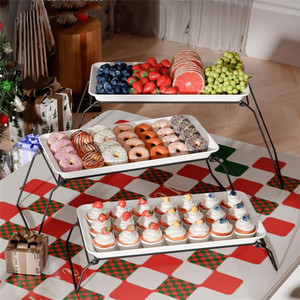 <span class=keywords><strong>Alzata</strong></span> per Torte a 3 Piani, Vassoi di Servizio in Metallo, Piatti in Melamina di Grado Alimentare 5A, Espositore per Dolci e Dessert per Eventi e Hotel - Product Image 2