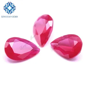 Sell artificial ruby 5# red corundum pear-shaped frosted red corundum bare stone for jewelry