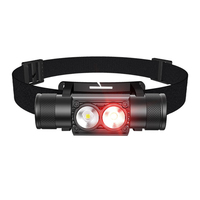 Lampe frontale LED puissante de 950 lumens, double lumière blanche et rouge, étanche, légère, rechargeable, pour le camping, la chasse, la pêche