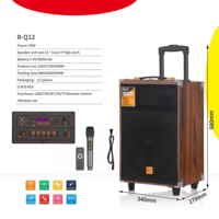 Sistem Suara Karaoke Portabel Nirkabel B-Q12 Teleskopik untuk Speaker Kayu 5.0 Woofer 12-Inci 40W dengan Mikrofon