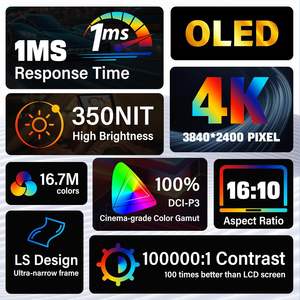 Moniteur <span class=keywords><strong>OLED</strong></span> <span class=keywords><strong>portable</strong></span> <span class=keywords><strong>4K</strong></span> 14 pouces, écran UHD haut de gamme 100% DCI-P3 pour ordinateur <span class=keywords><strong>portable</strong></span>, commutateur téléphonique MAC, USB-C pour interface HDMI - Product Image 4