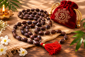 Lal Chandan Mala ลูกประคำไม้จันทน์สีแดงทำด้วยมือพร้อมดีไซน์สไตล์เซนเอเชียจาก orissa - Product Image 6