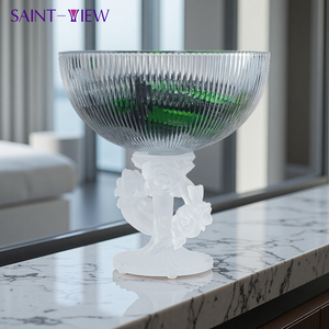 Cuenco decorativo de cristal con temática de flores para boda, frascos de exhibición de postres, azúcar, caramelo, Chocolate y flores - Product Image 6